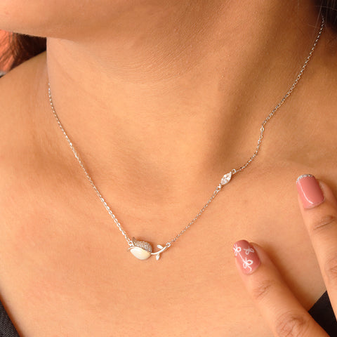Silver Rose Pendant With Chain