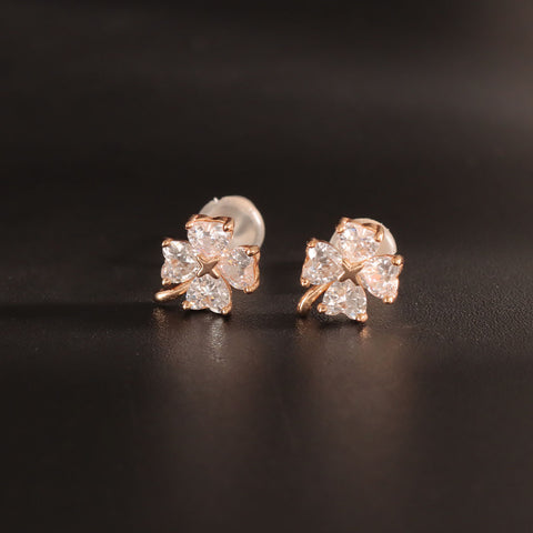 925 Sterling Silver Flower CZ Stud Earrings for Women
