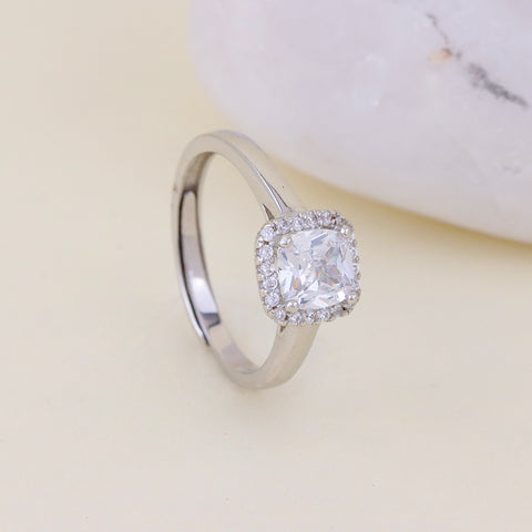 925 Sterling Silver Cushion Cut  Diamond Ring for Women