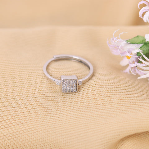 Silver Adjustable Square 's Ring