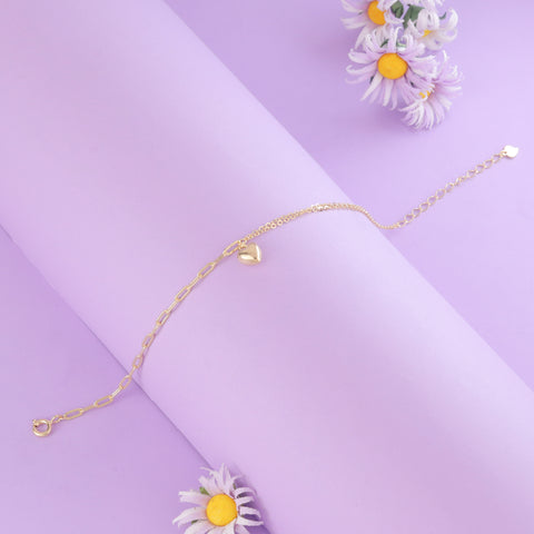 Golden Heart Charm Link Bracelet For Girl