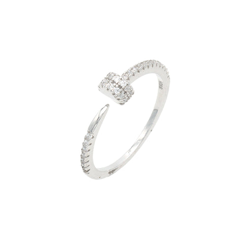 Silver adjustable diamond ring for ladies