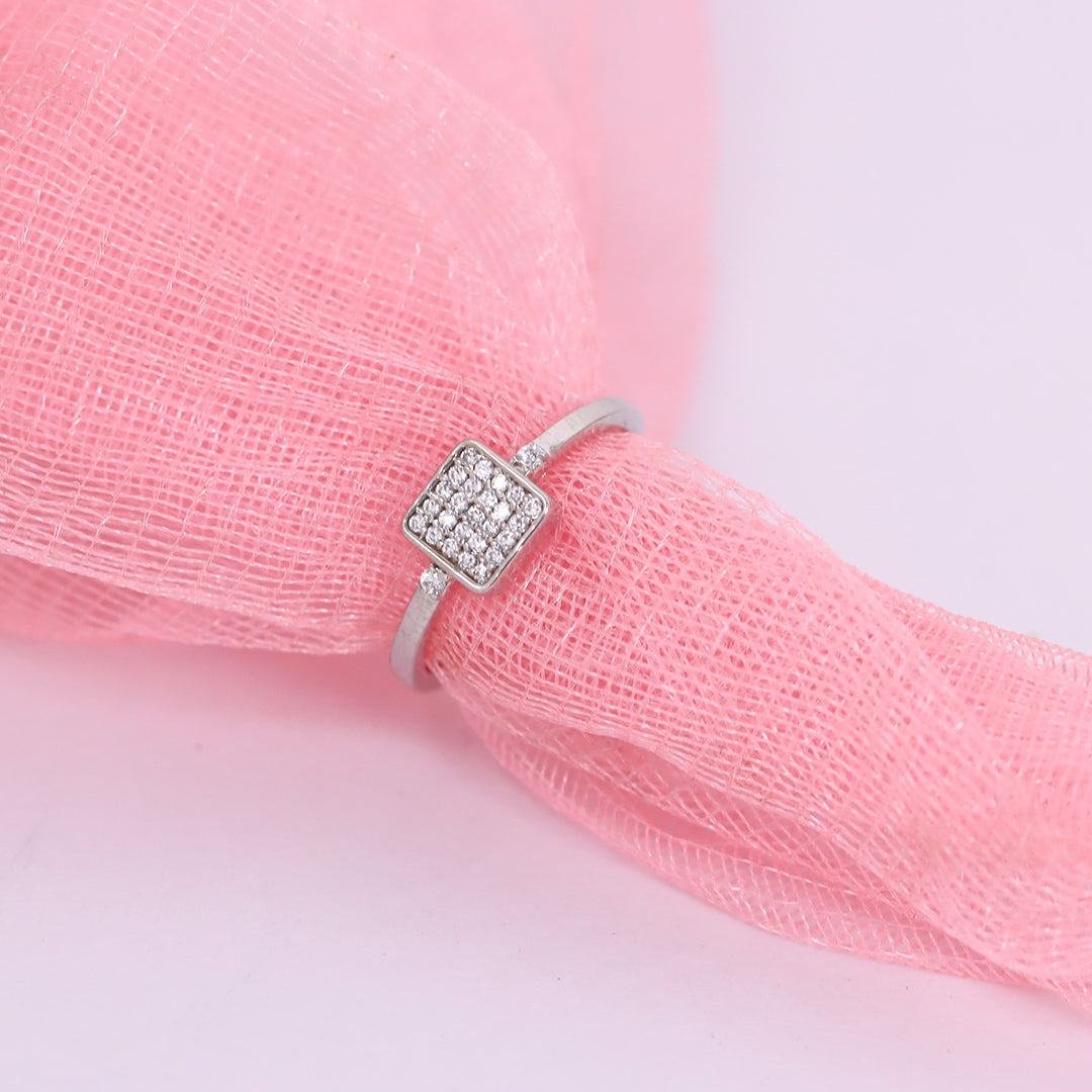 Silver Adjustable Square 's Ring