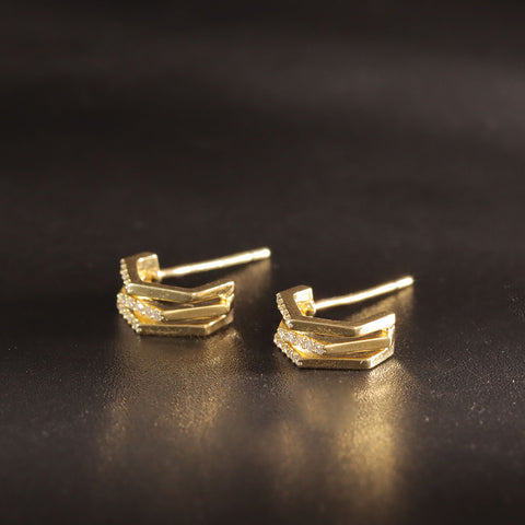 925 Sterling Silver Yellow Plated  Hoop Earrings for Women