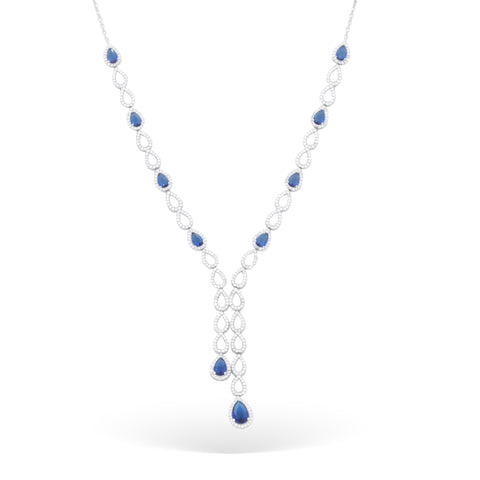 925 Sterling Silver Blue Sapphire Teardrop Jewelry Set for Women