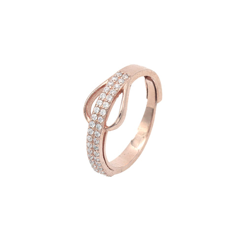 Double Row Band Rose Gold Adjustable Ring for Women