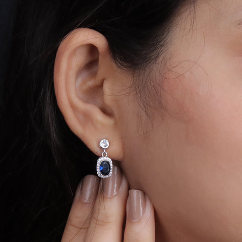 925 silver Royal Sapphire Necklace & Earrings Set