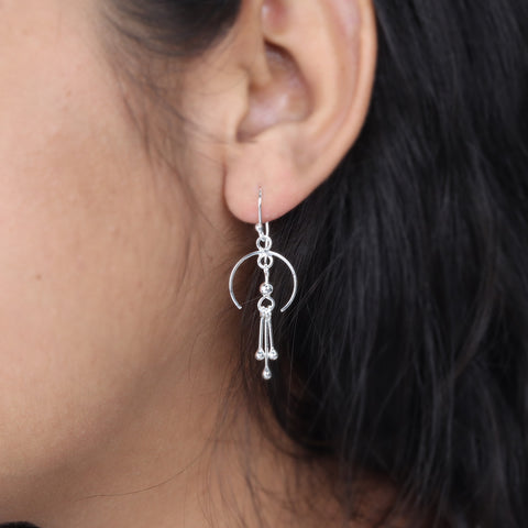 925 Sterling Silver Arc Tassel Drop Earrings