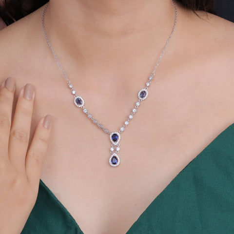 Eri Silvers Sapphire Sparkle Necklace & Earring Set