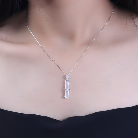 Silver bamboo shape pendant with chain