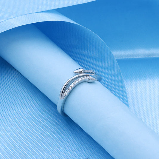 Silver Wrap Around Arrow Diamond Adjustable Ring