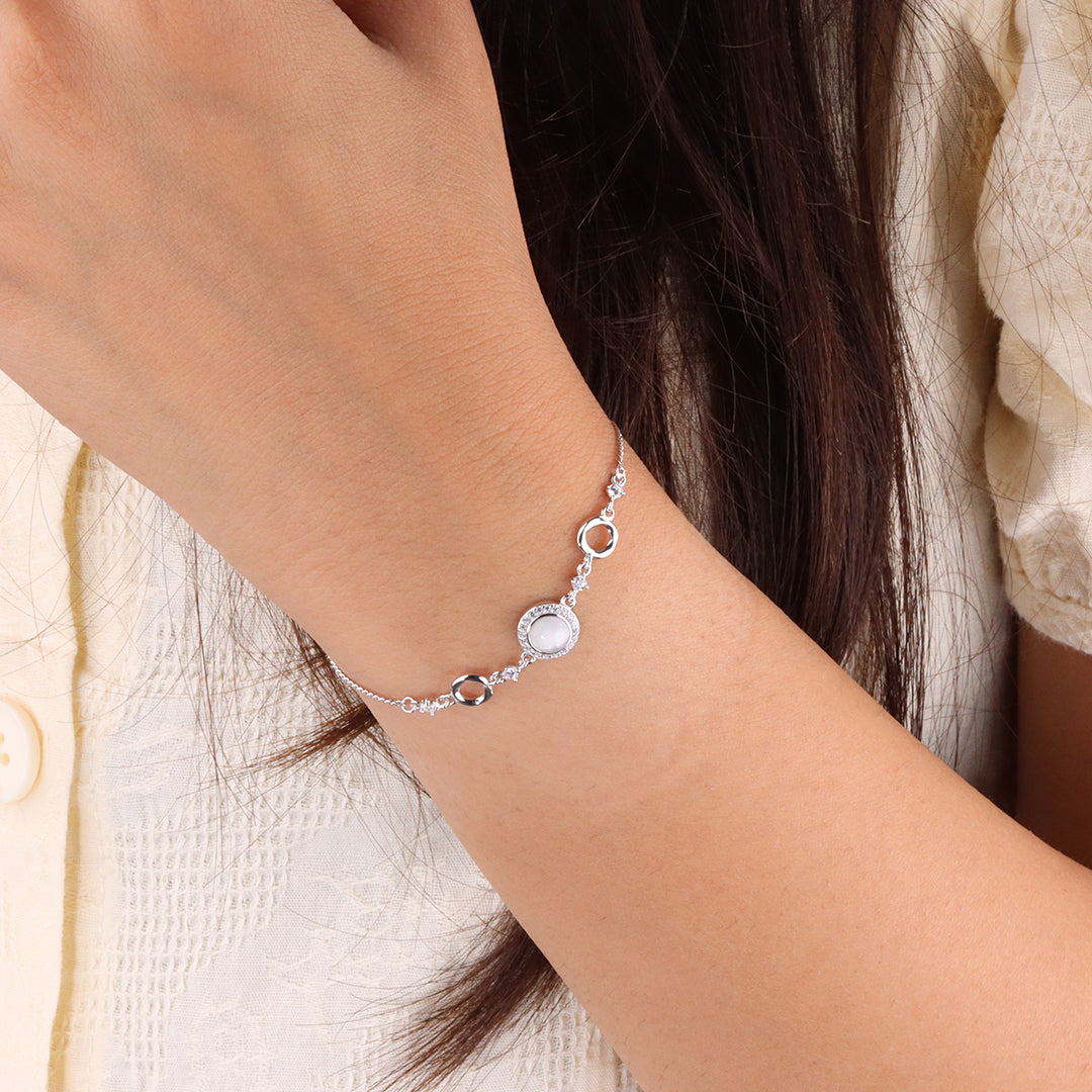 Rhodium-Plated Silver Elegance Bracelet | Statement Jewelry for Women