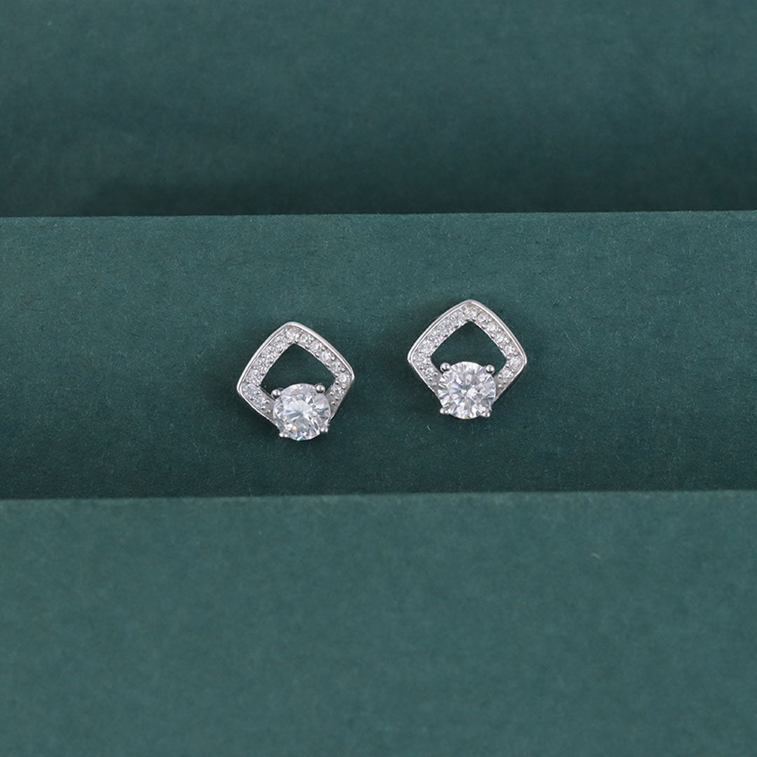 925 Sterling Silver Diamond Stud Earrings for Women