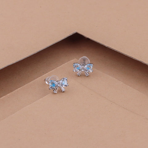 Sterling Silver Cubic Zirconia Ribbon Earrings
