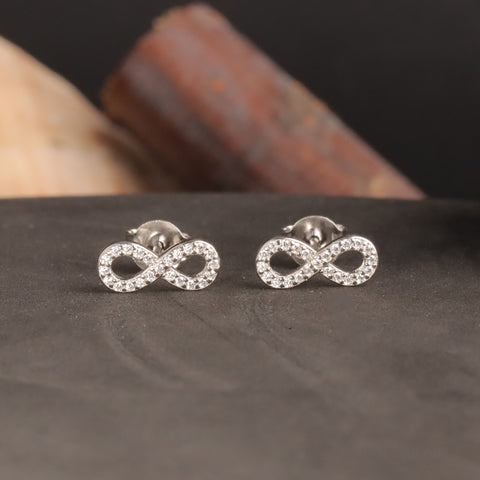 925 Sterling Silver Infinity Diamond Necklace & Earrings Set