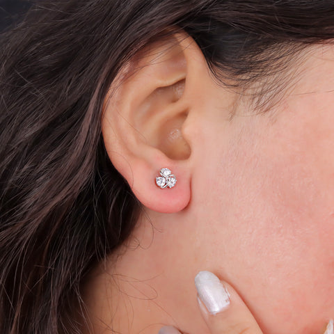 Elegant 925 Silver CZ Stud Earrings for Women