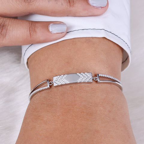 Silver Chevron Kada  Bracelet