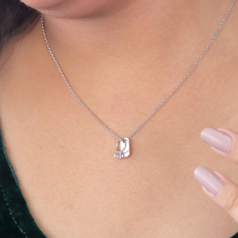 925 Sterling Silver Minimalist Charm  Ring & Dog Tag Pendant Chain