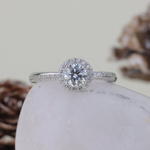 925 Sterling Silver Round Cut Diamond Solitaire Ring for Women