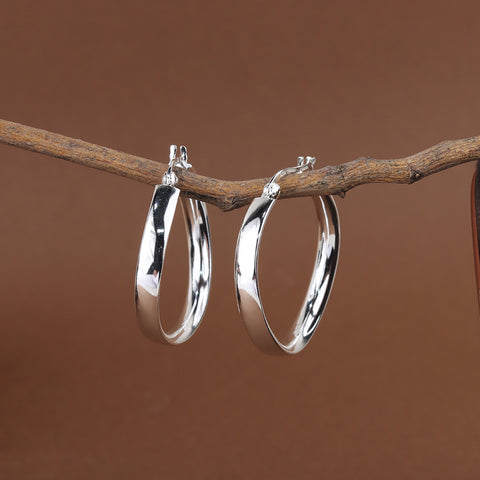 925 Sterling Silver Large Hoop Earrings