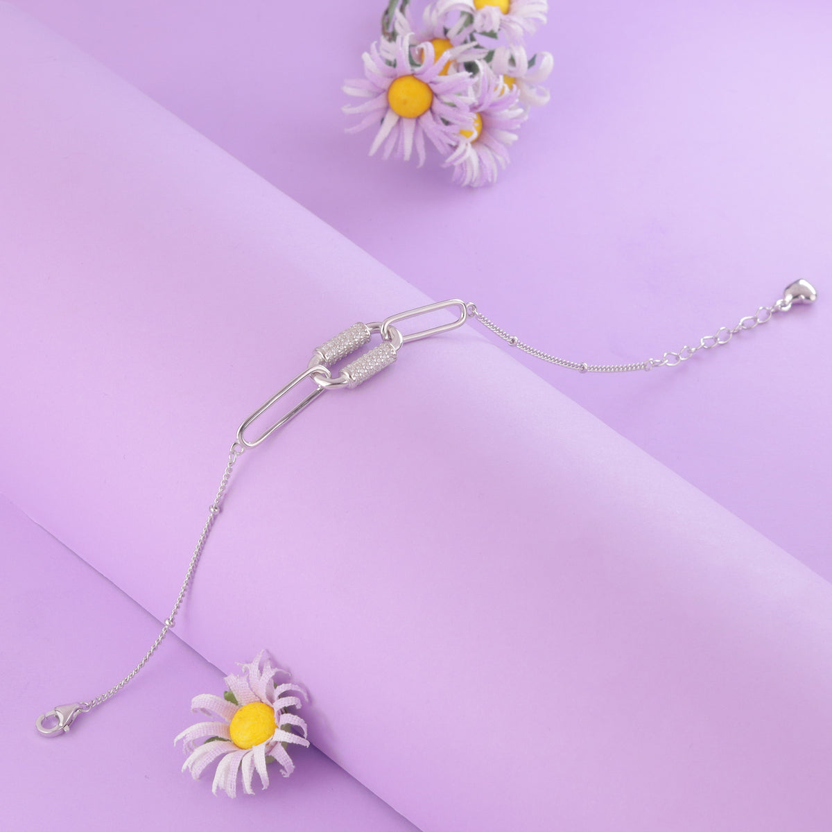 925 Sterling Silver Interlock Chain Bracelet for Women