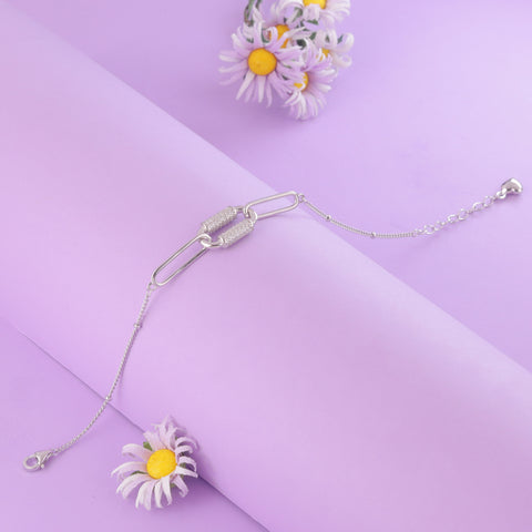 925 Sterling Silver Interlock Chain Bracelet for Women