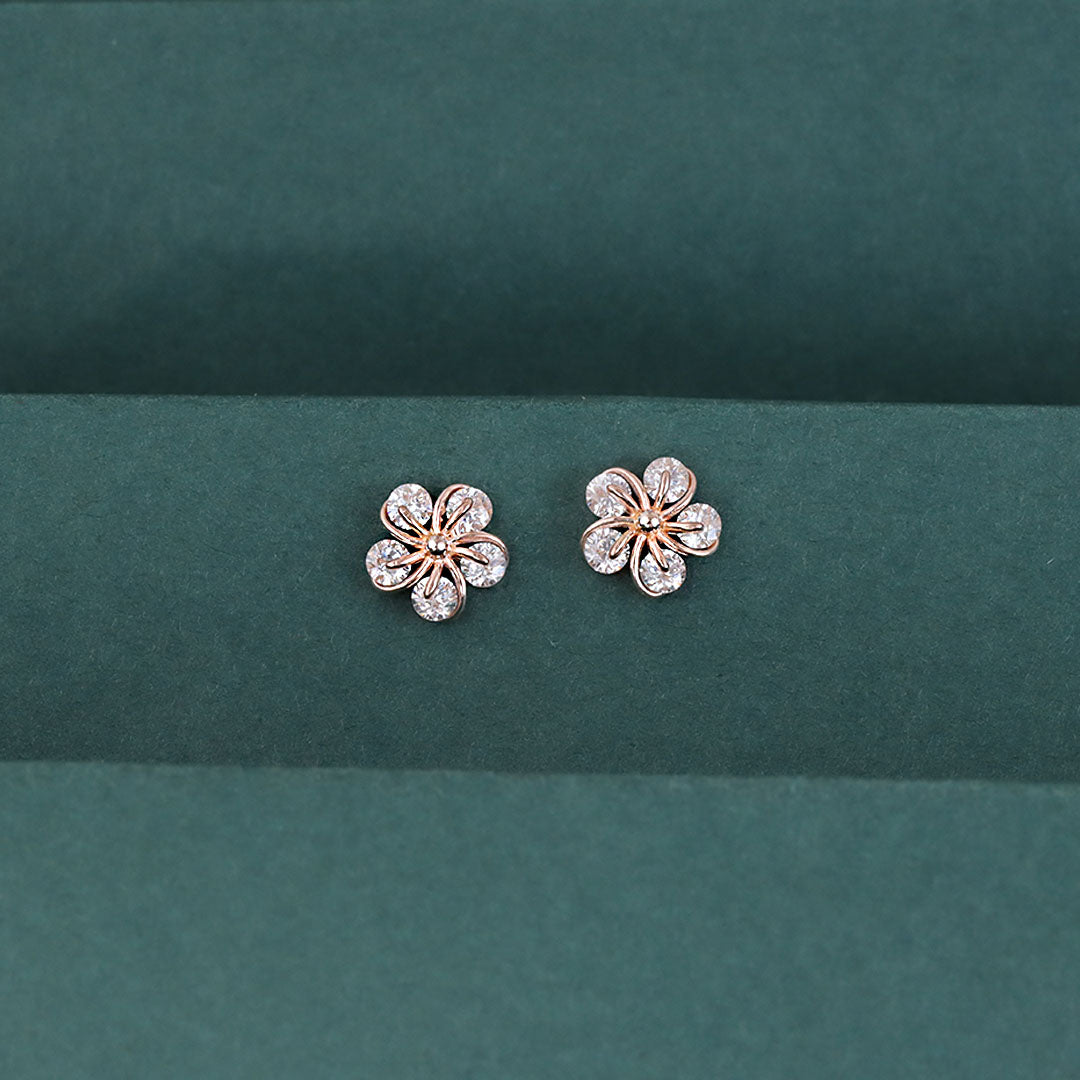 925 Sterling Silver Modern Flower Earrings for Women