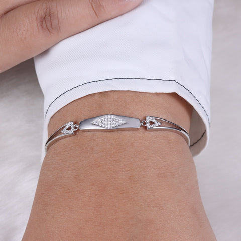 925 Silver diamond rhombus shape adjustable bracelet