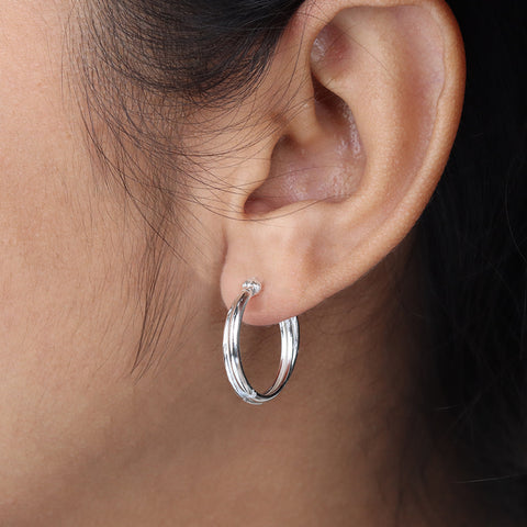 925 Sterling Silver Twisted Hoop Earrings for Women