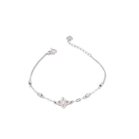 Minimalist Silver Flower Bracelet