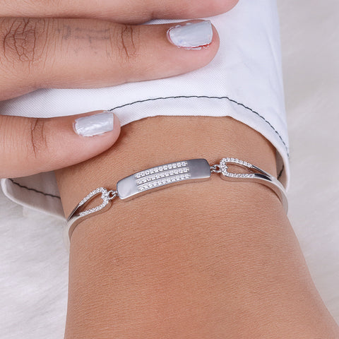 925 Silver luxurious kada diamond adjustable bracelet