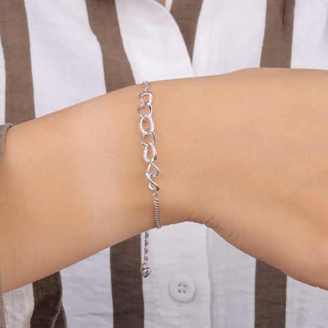 Linked Hearts 92.5 Sterling Silver Bracelet For Women