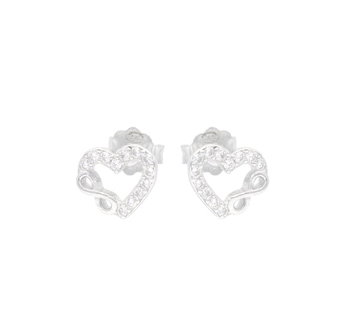 925 Sterling Silver Heart & Infinity Stud Earrings for Women
