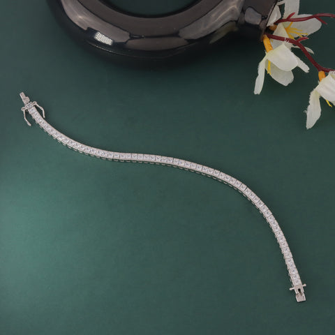 925 Sterling Silver  Square Tennis Bracelet For Women