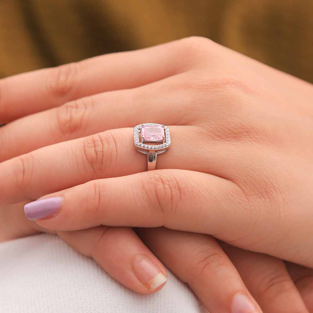 Daily Wear Pink Sapphire  Silver Ring for Her