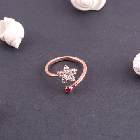 Rose Gold Flower Ring With Adjustable Size