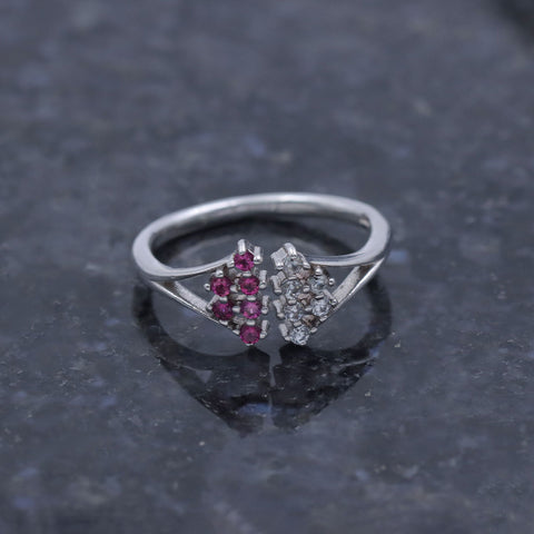 Sterling Silver Multiple Pink Stone Ring