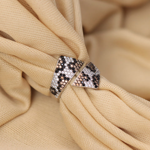 Silver Leopard Mark Cocktail Ring
