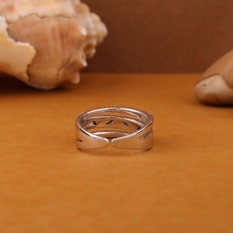 silver leaf design ring bend