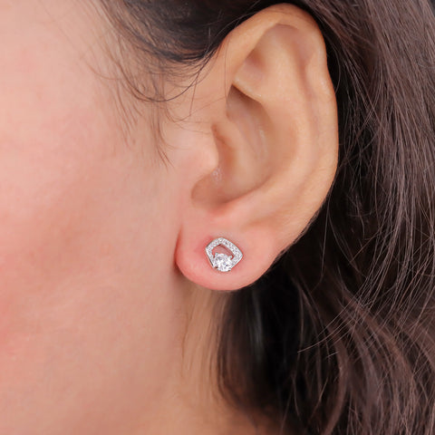925 Sterling Silver Diamond Stud Earrings for Women