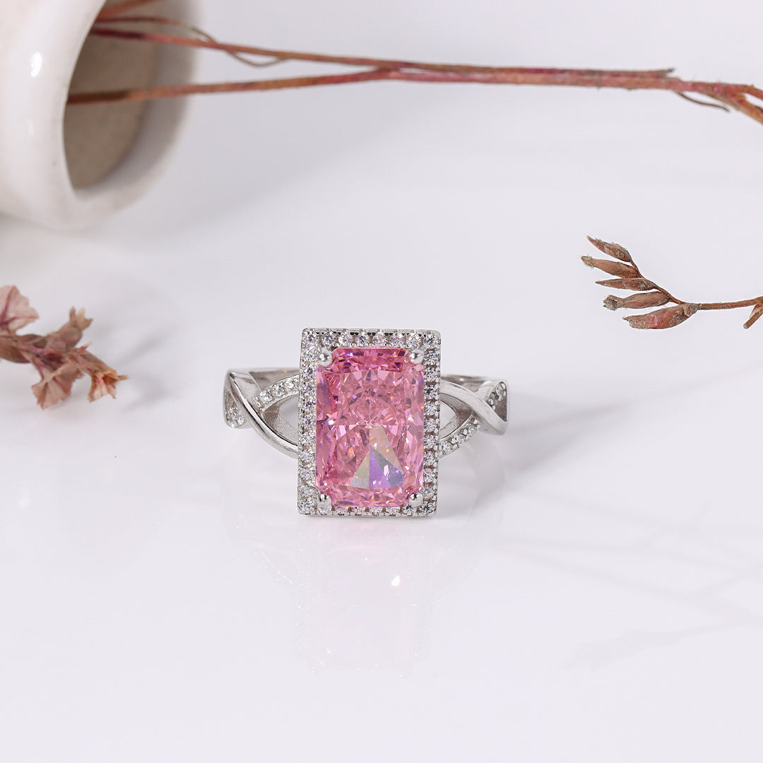 Silver Pink Sapphire Infinity Ring