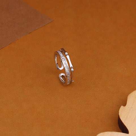 Silver Zircon Layered Ring