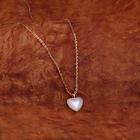 Mother Of Pearl Heart Pendant With Chain