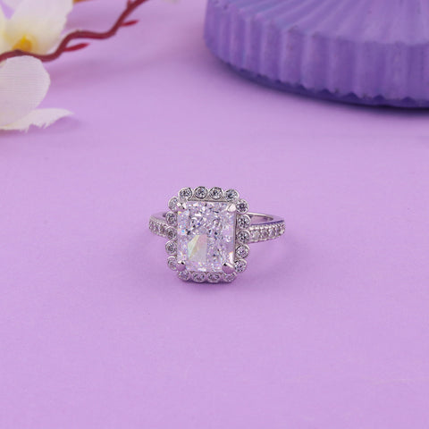 Sterling Silver  Crown Crystal Zircon  Ring