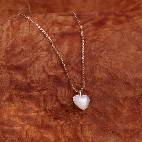 Mother Of Pearl Heart Pendant With Chain