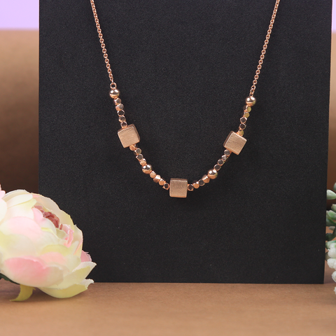 Rose Gold Chain Square Box Accents Dainty