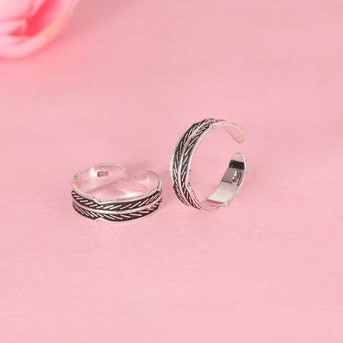 925 Sterling Silver Chevron Pattern Adjustable Toe Rings for Women
