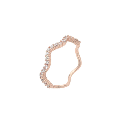 Rose gold curved diamond ring