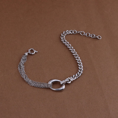 Double Semi Choker Chain and Bunch Chain O Silver Bracelets