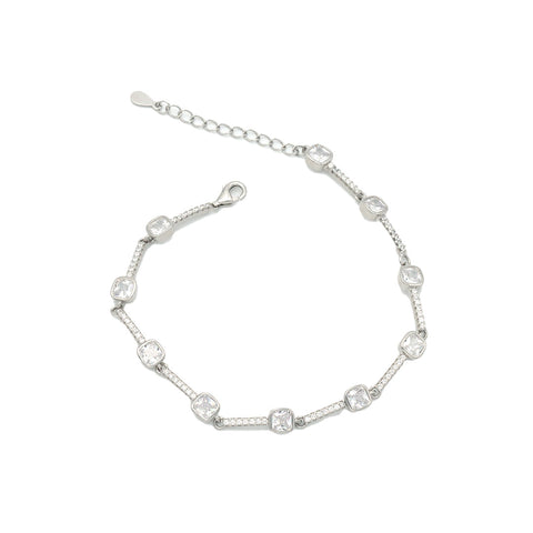 Silver white finish zircon tennis bracelet